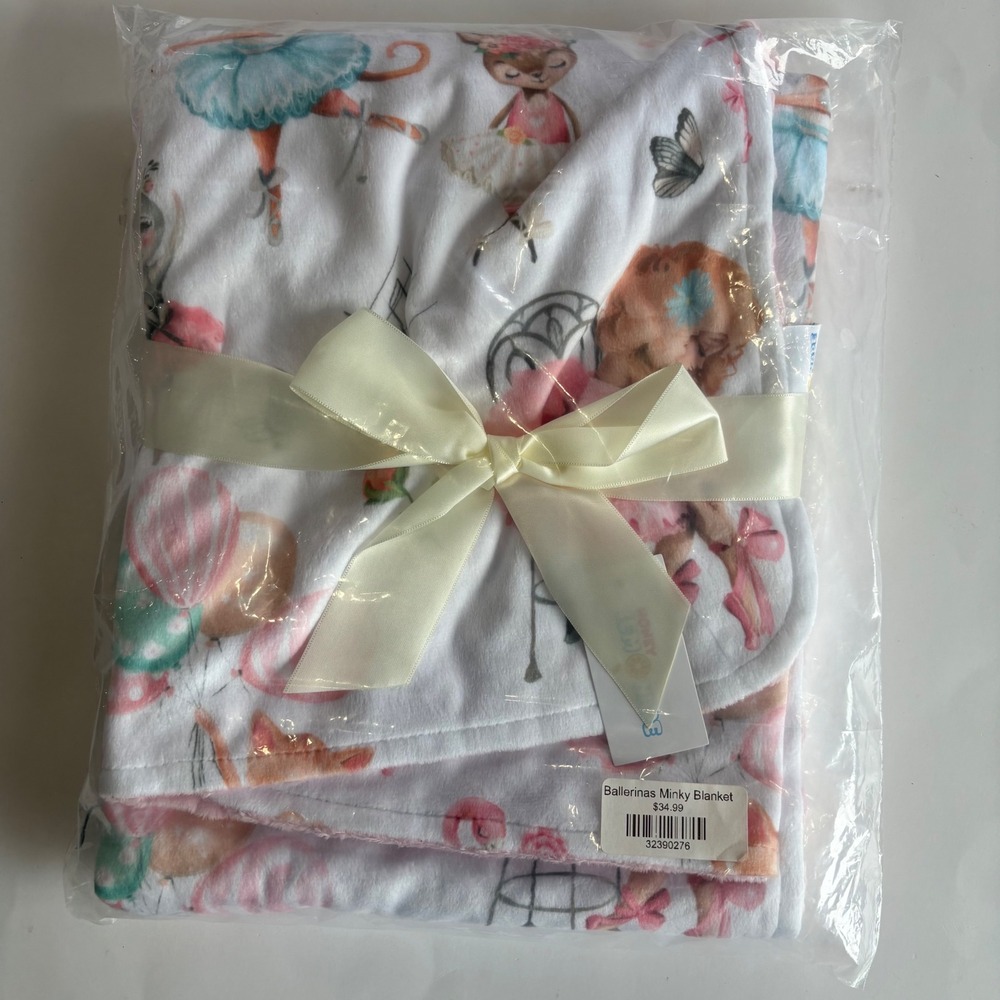 Dancing Ballerinas Baby & Toddler‎ Minky Blanket Pink Honey Lemonade Brand NEW - Picture 3 of 5